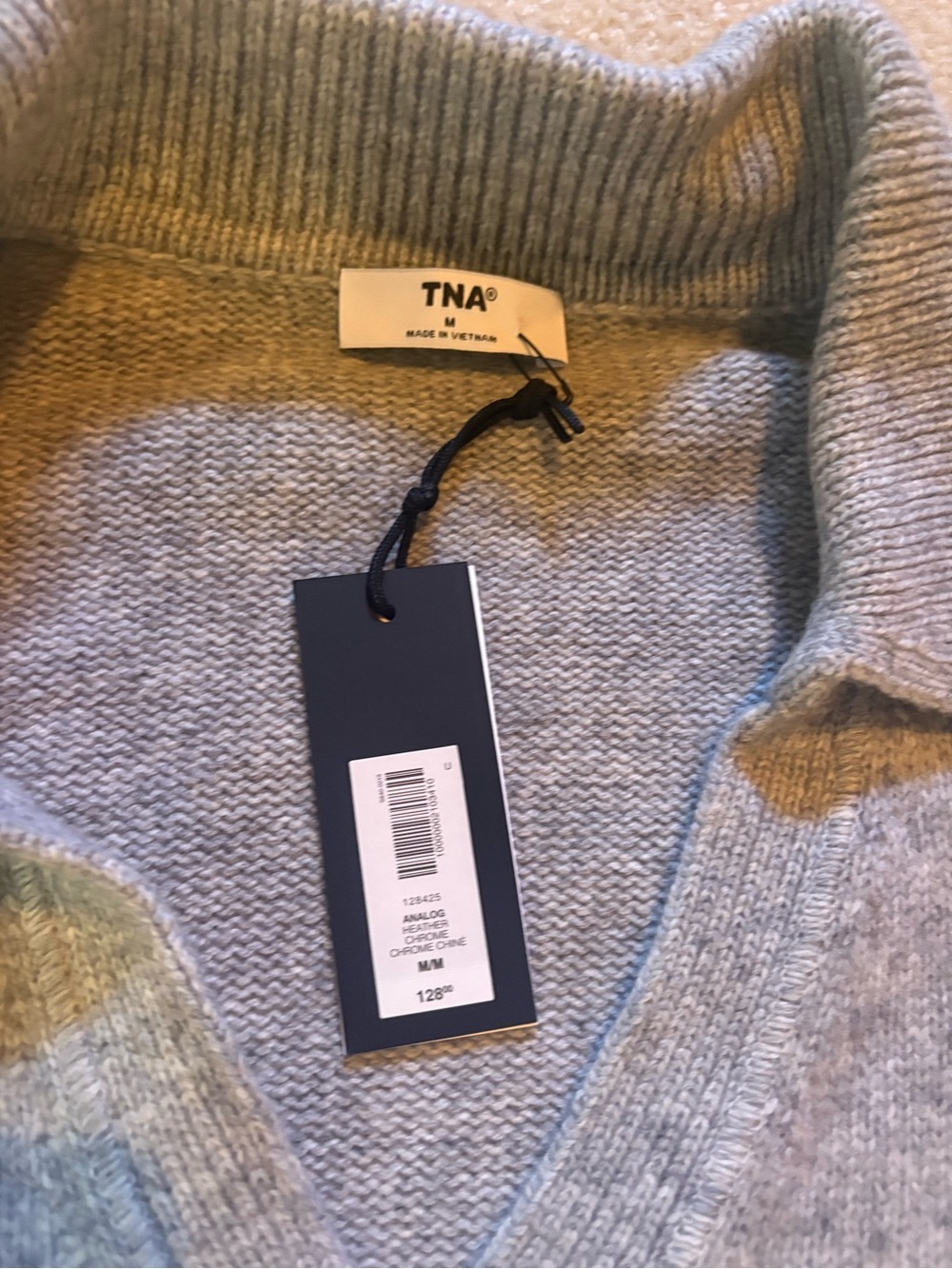 TNA Light Gray V-Neck Collared Sweater - Picture 4 of 4